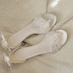 White satin n lace heels
